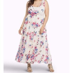 Torrid Floral Chiffon Tiered Maxi Dress Chiffon Plus Size 2XL Boho Cottagecore